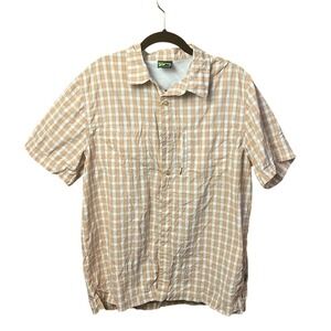 Koppen Mens Plaid Short Sleeve Button Up Shirt M Lightweight Camp Hike Outdoor